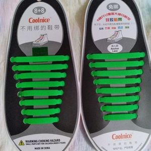 Neon Green No Tie Silicone Elastic Shoelaces